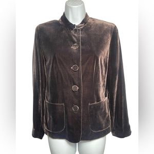 Ann Taylor blazer size 6 petite vintage  stunning brown crushed velvet jacket 🤎🤎